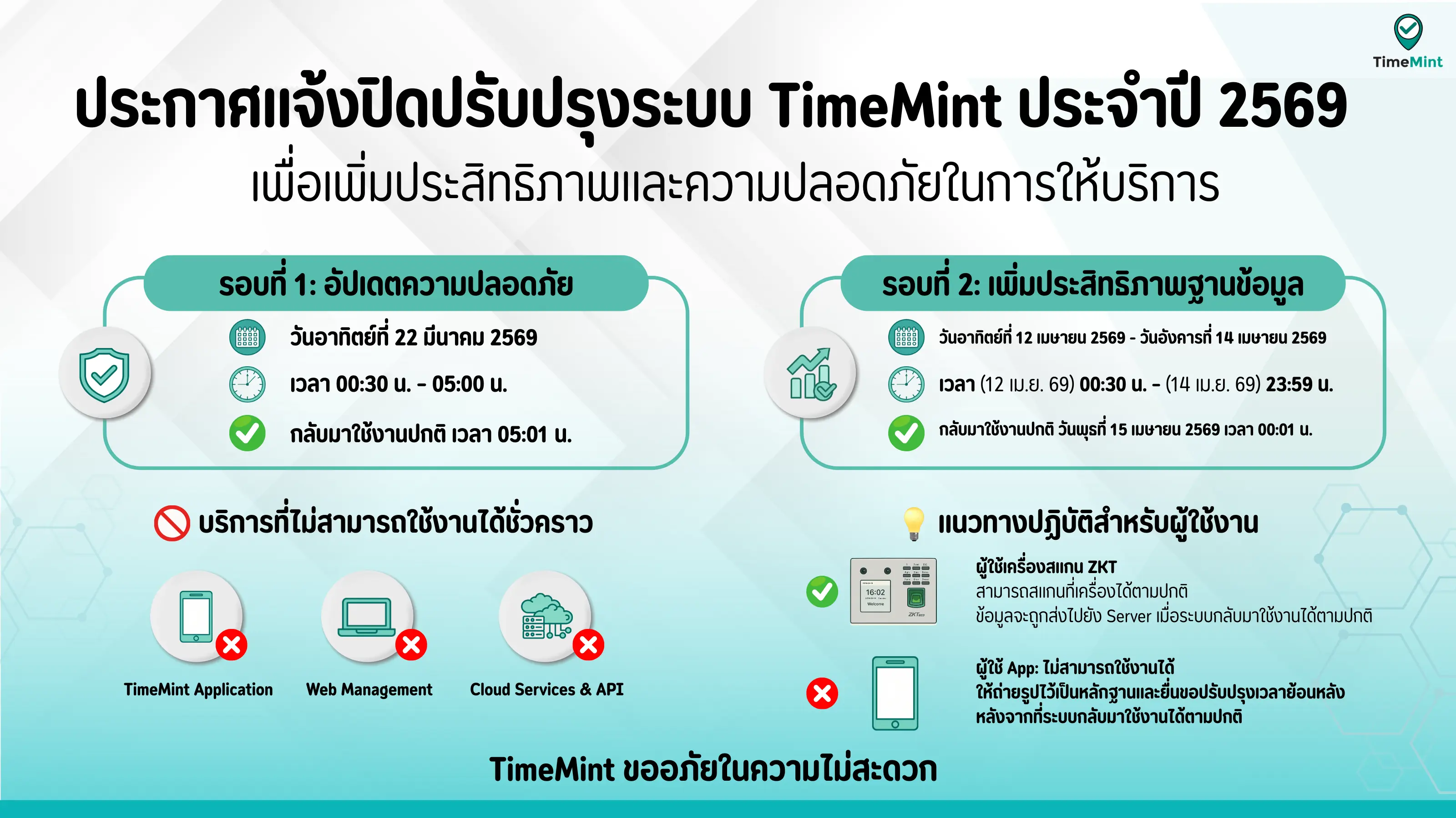 Timemint Maintenance