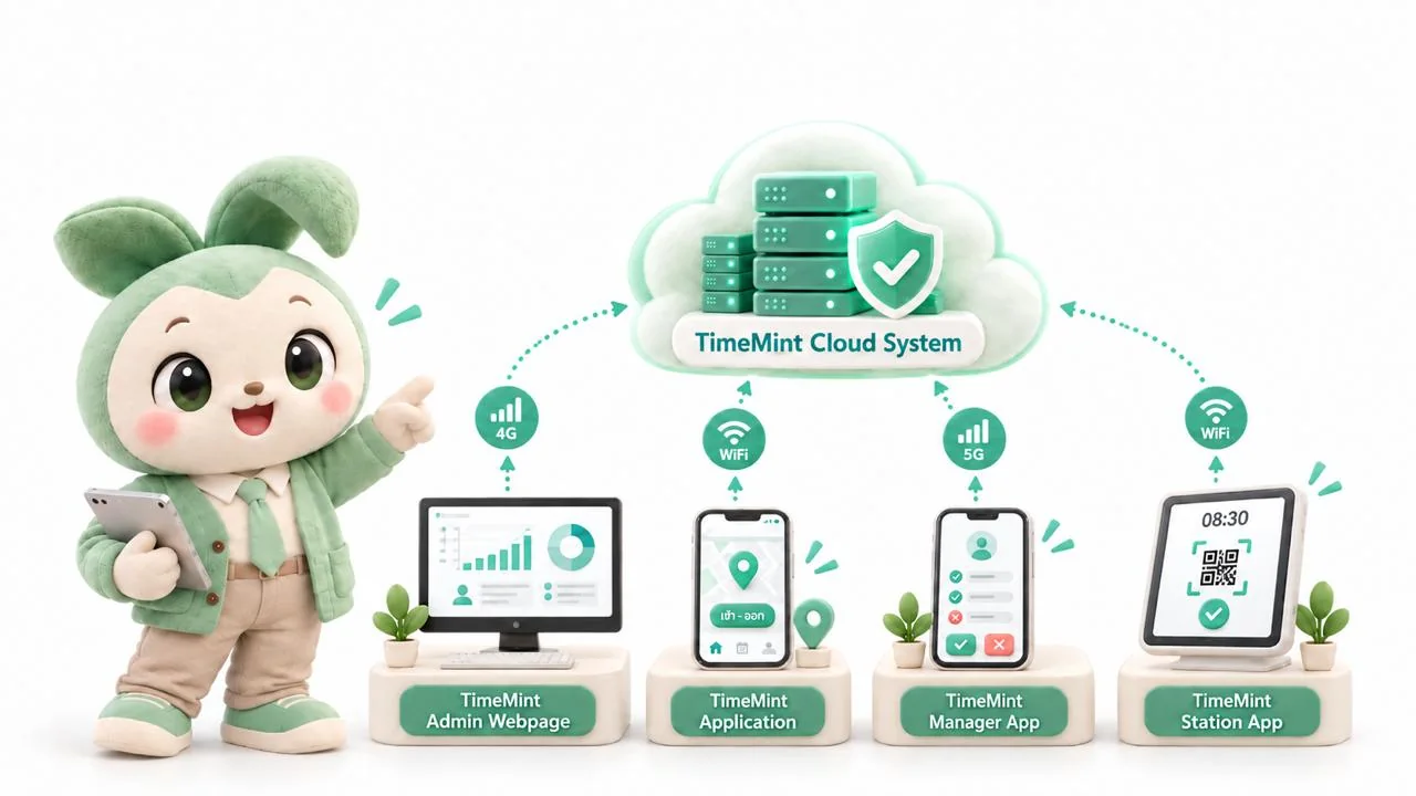 TimeMint Cloud System เชื่อมต่อทุกช่องทางการบันทึกเวลา